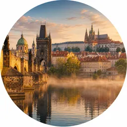 Praha s Karlovým mostem a Pražským hradem